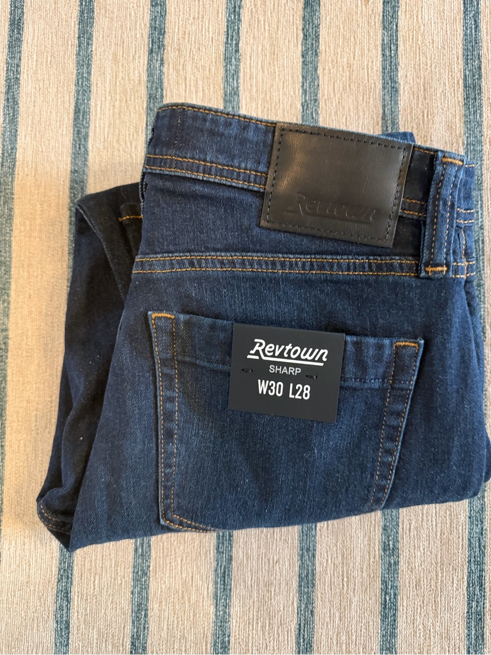 Revtown Sharp Men's Slim Straight Jeans in Dark Blue